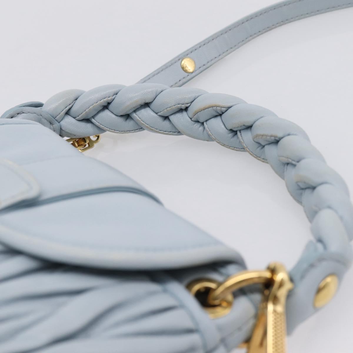 Miu Miu Matelasse Hand Bag Leather 2way Light Blue Gold Auth 203819V