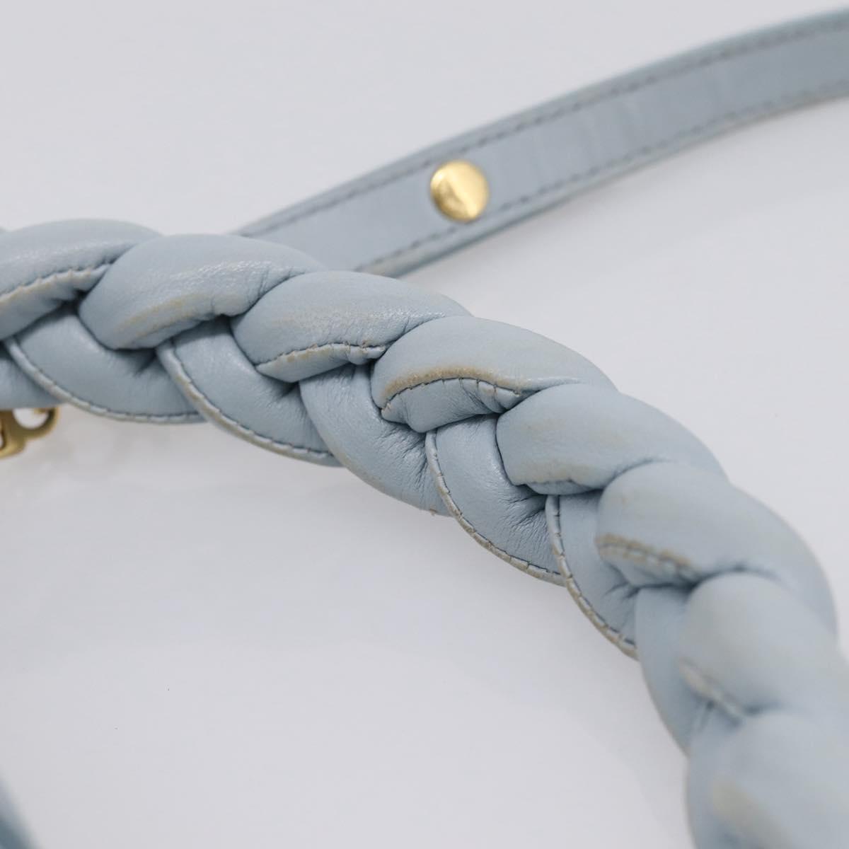 Miu Miu Matelasse Hand Bag Leather 2way Light Blue Gold Auth 203819V