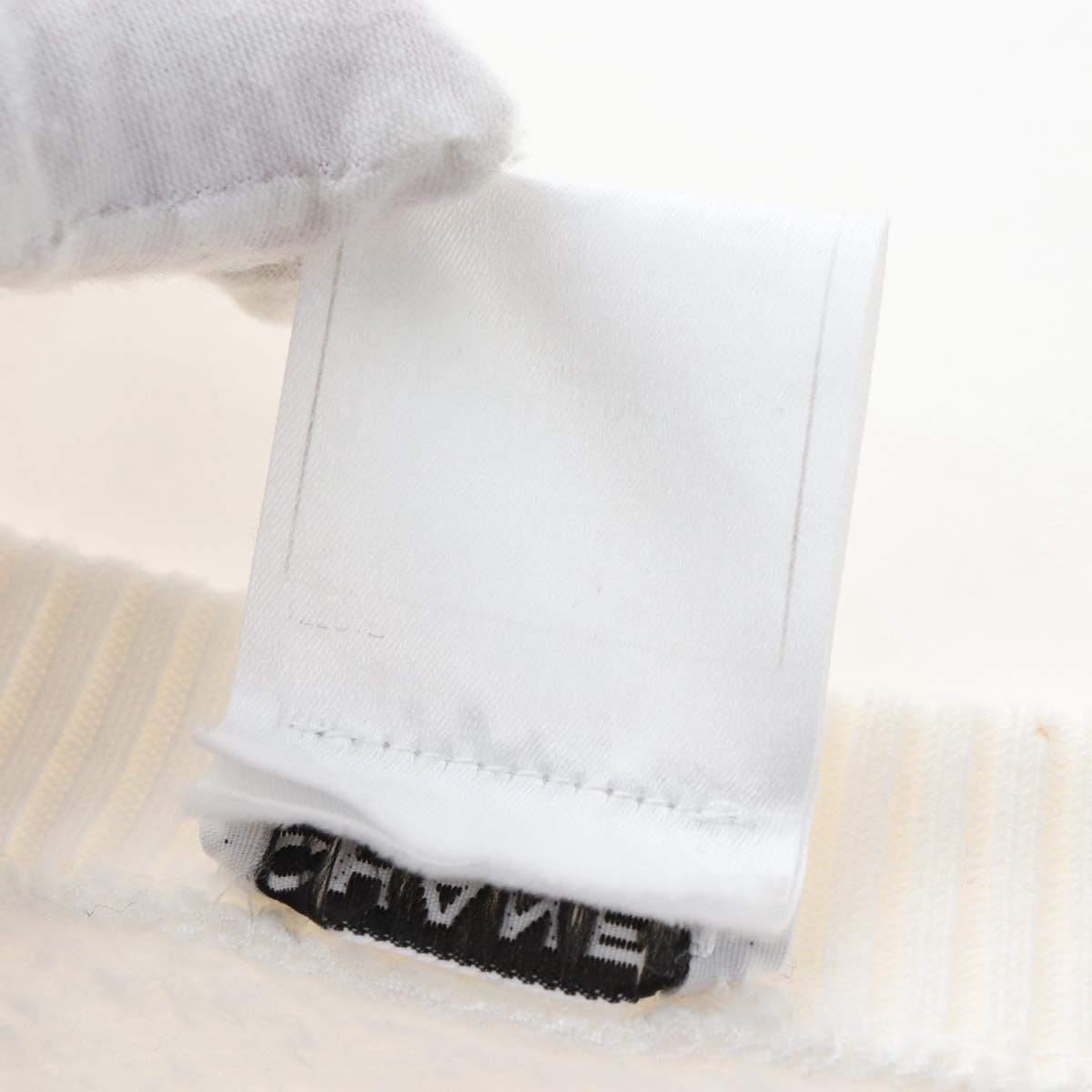 CHANEL Mademoiselle Sweat Cotton 42 White CC Auth 203821V