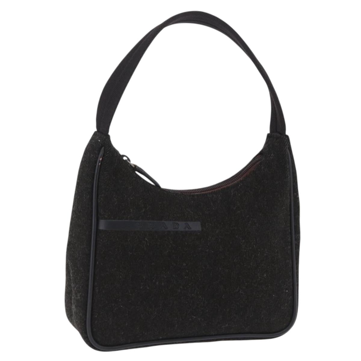 PRADA PRADA Sports Accessory Pouch Canvas Wool Black Auth 203830A