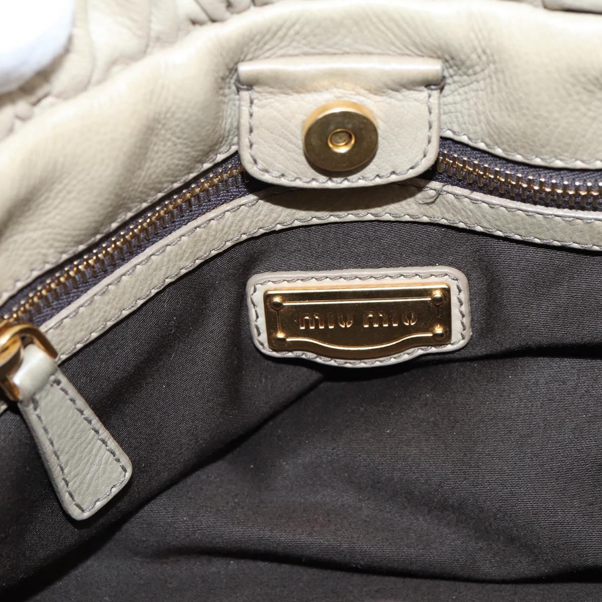 Miu Miu Hand Bag Leather 2way Beige Gold Auth 203831A