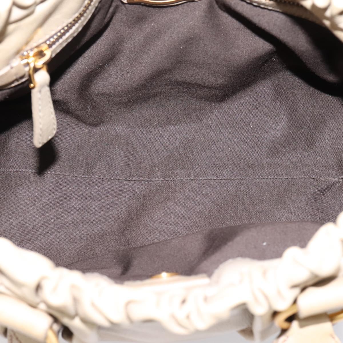 Miu Miu Hand Bag Leather 2way Beige Gold Auth 203831A