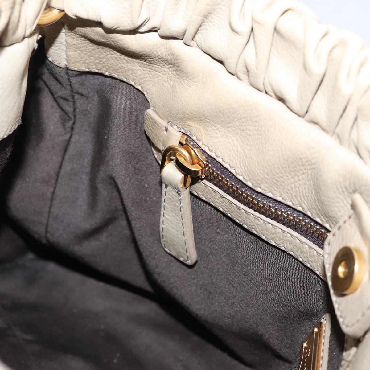 Miu Miu Hand Bag Leather 2way Beige Gold Auth 203831A