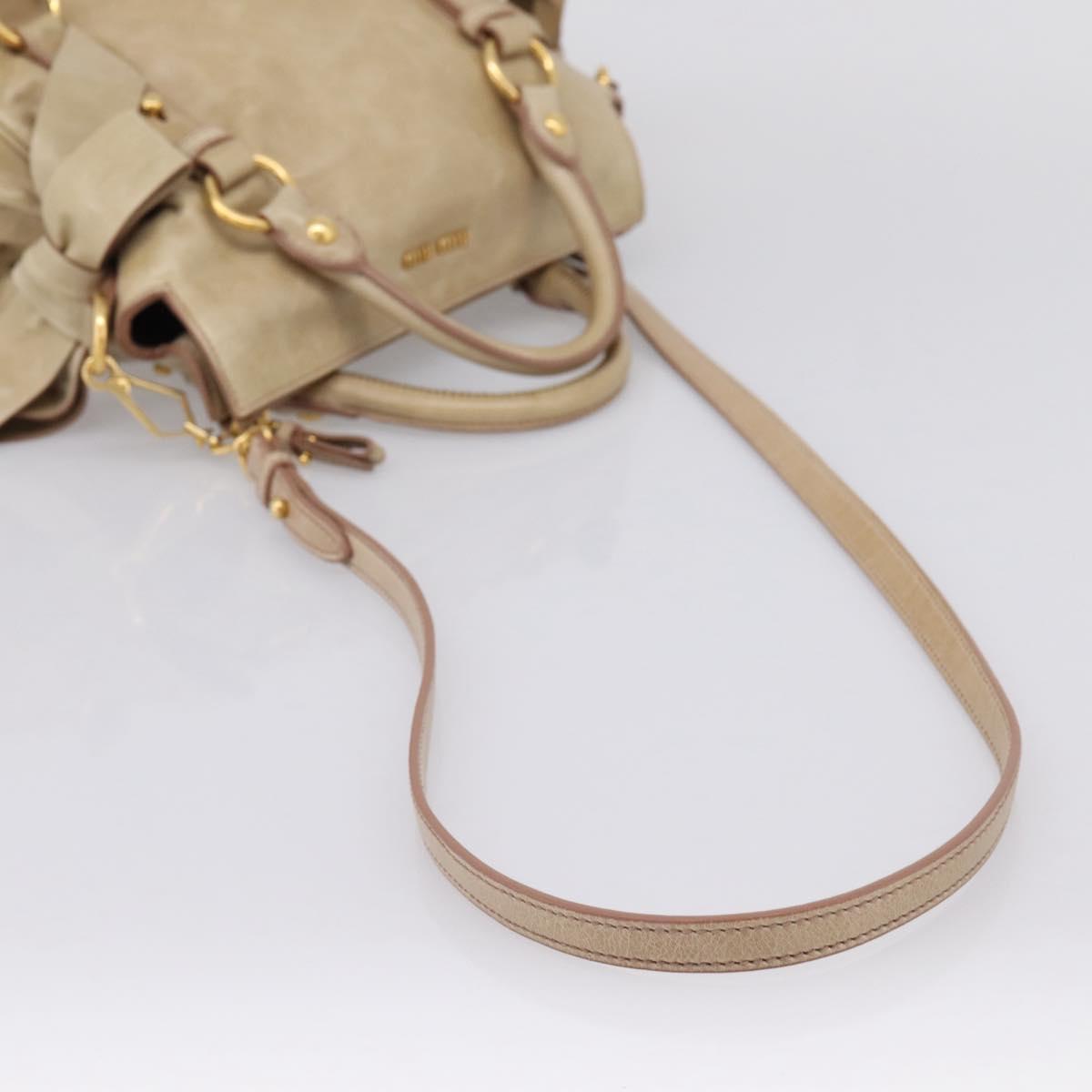 Miu Miu Hand Bag Vitellolux 2way Beige Gold Auth 203832V