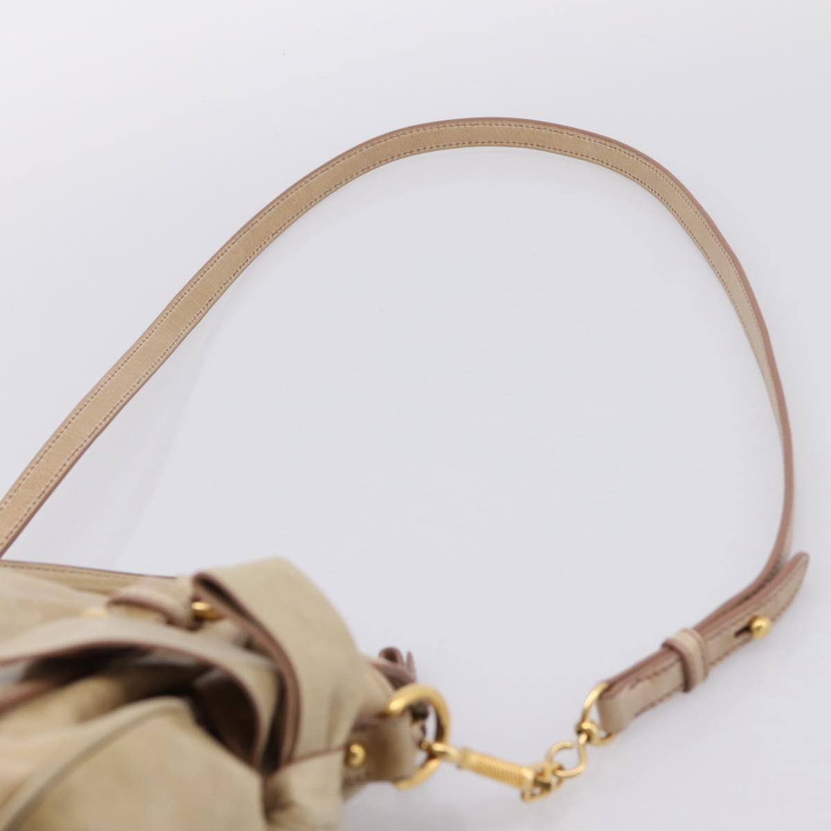 Miu Miu Hand Bag Vitellolux 2way Beige Gold Auth 203832V