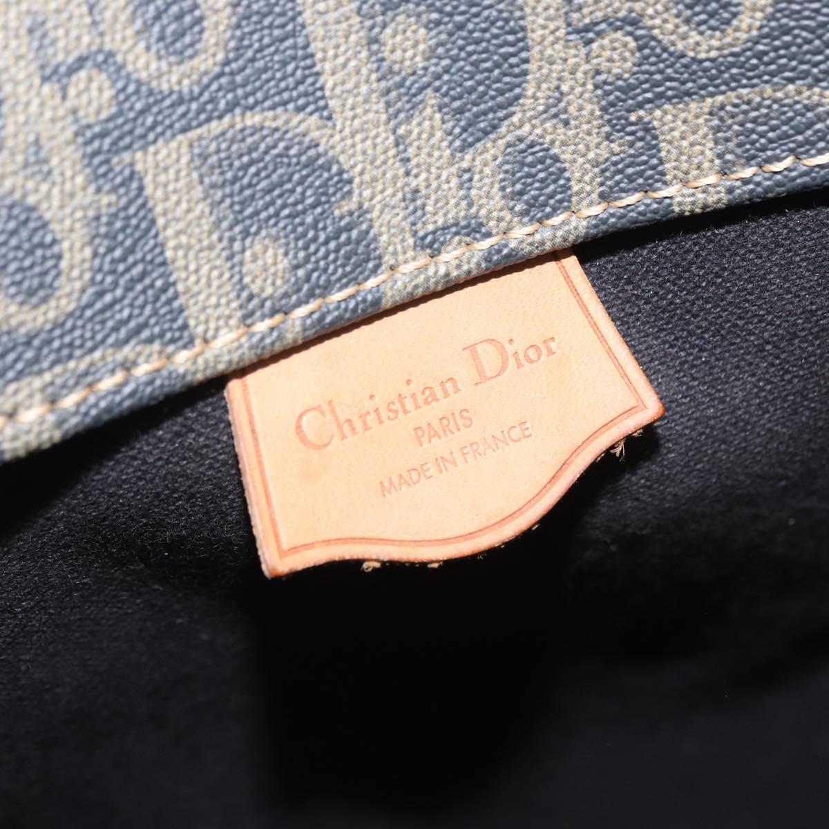 Christian Dior Trotter Canvas Shoulder Bag PVC Navy Gold Auth 203833