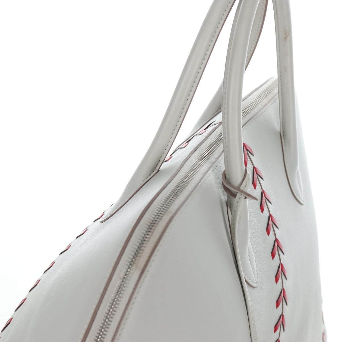 HERMES Bolide 1923 Baseball 45 Hand Bag Leather Gray Silver Auth 203835M