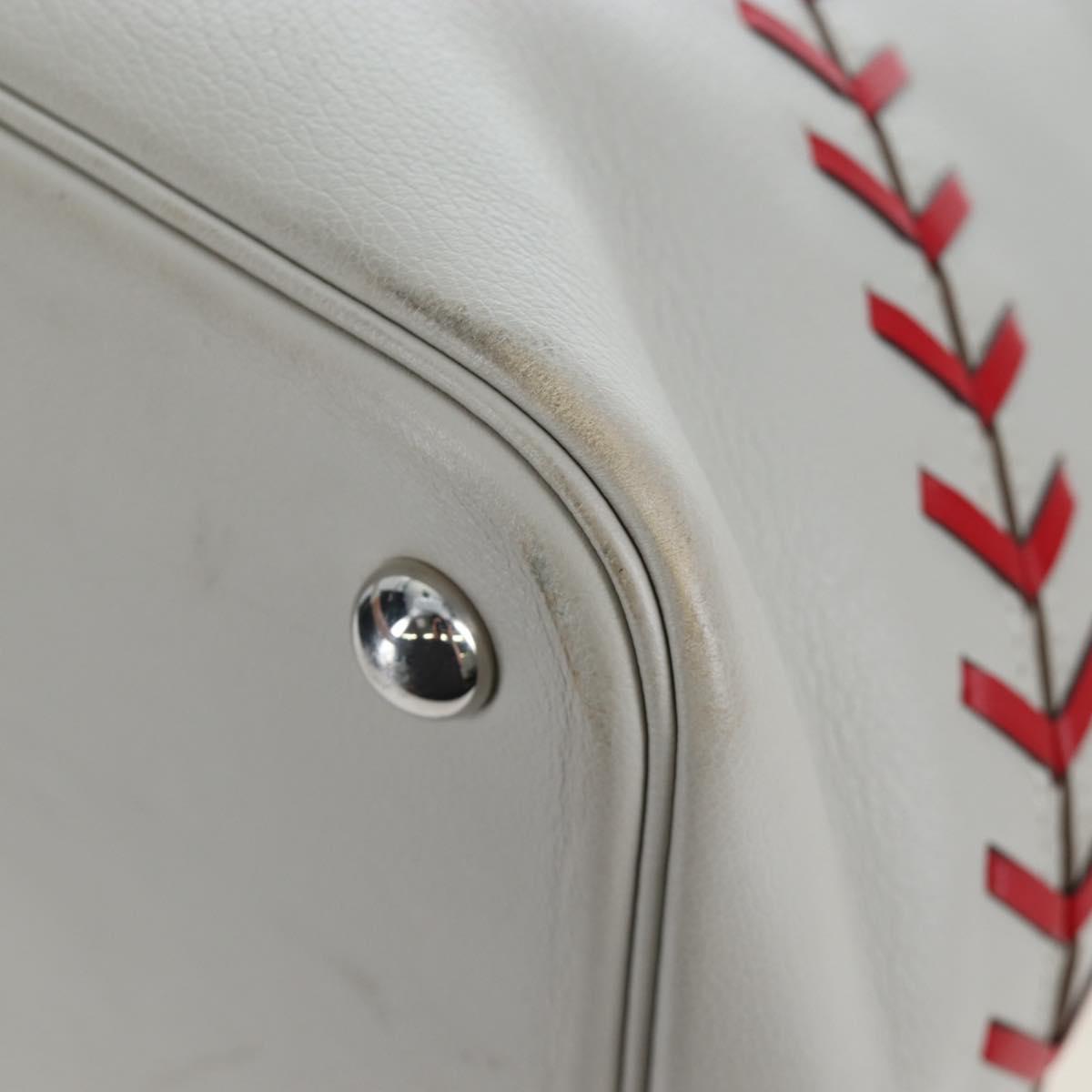 HERMES Bolide 1923 Baseball 45 Hand Bag Leather Gray Silver Auth 203835M