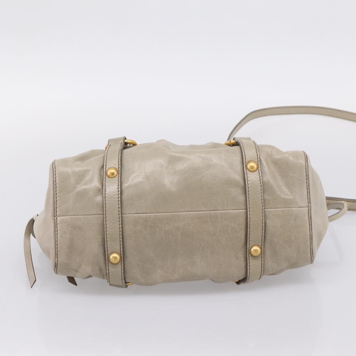 Miu Miu Hand Bag Vitellolux 2way Beige Gold Auth 203836V