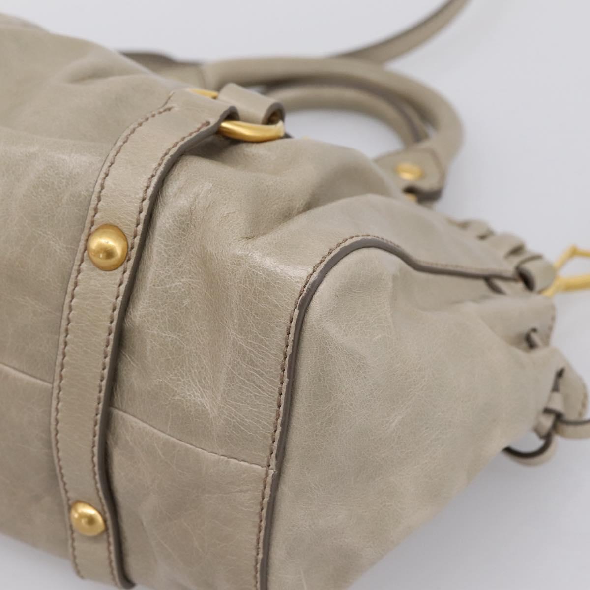 Miu Miu Hand Bag Vitellolux 2way Beige Gold Auth 203836V