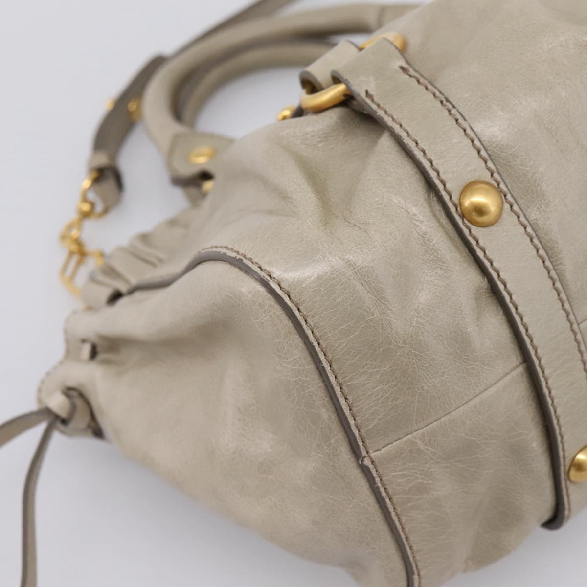 Miu Miu Hand Bag Vitellolux 2way Beige Gold Auth 203836V