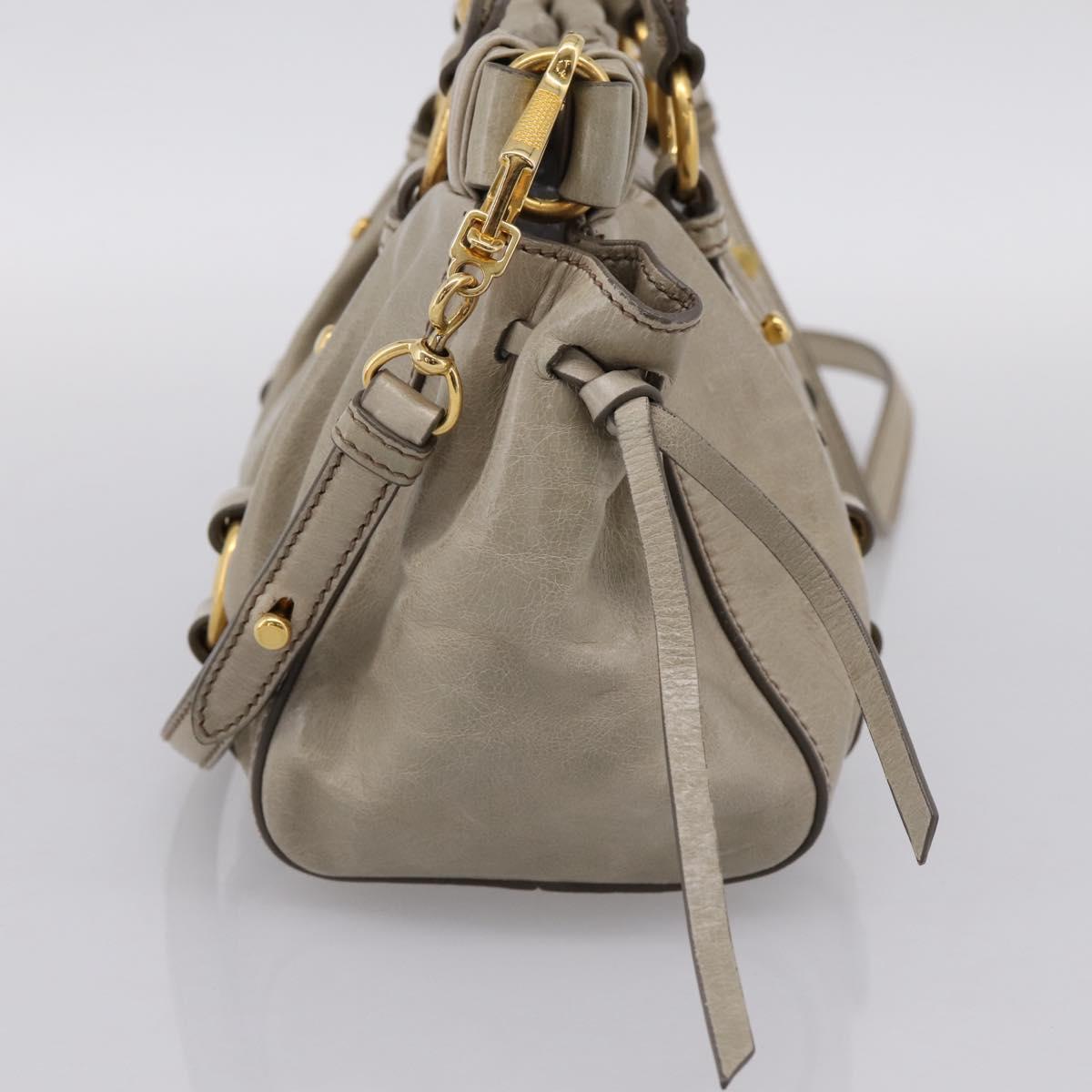 Miu Miu Hand Bag Vitellolux 2way Beige Gold Auth 203836V
