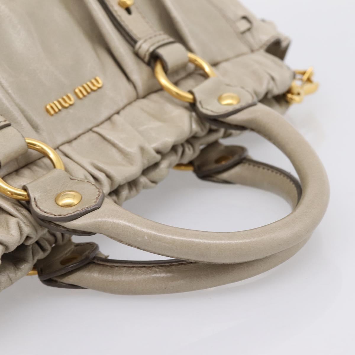 Miu Miu Hand Bag Vitellolux 2way Beige Gold Auth 203836V