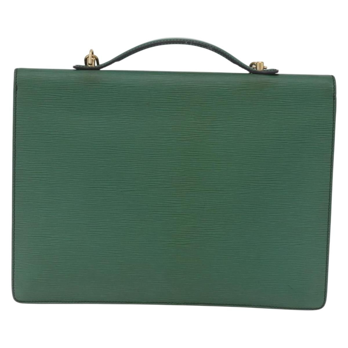 LOUIS VUITTON Epi Serviette Conseiller Briefcase Green M54424 LV Auth 203837