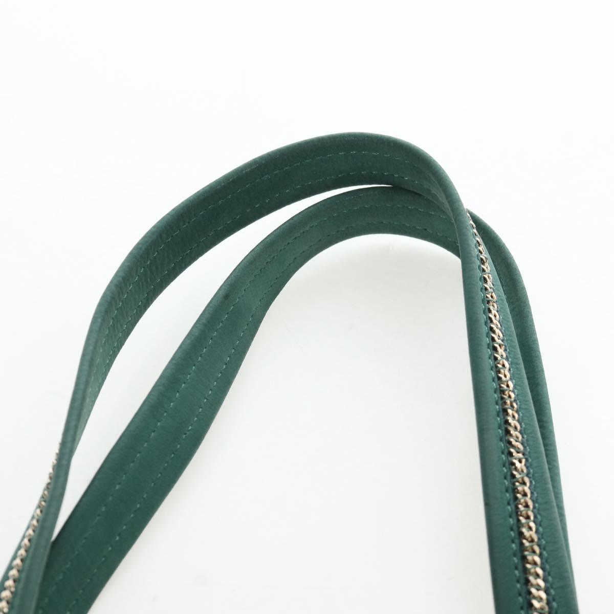 FENDI Tote Bag Leather Green Gold Auth 203838A