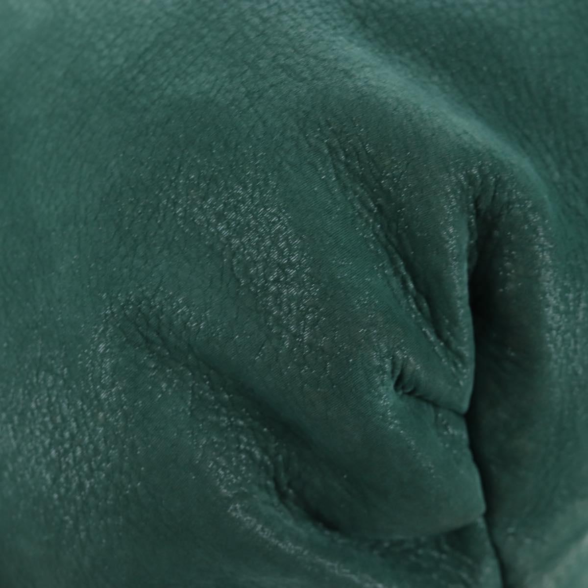 FENDI Tote Bag Leather Green Gold Auth 203838A