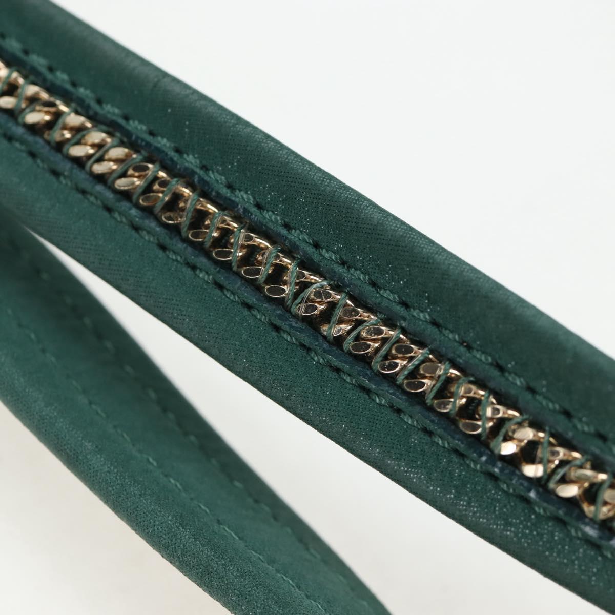 FENDI Tote Bag Leather Green Gold Auth 203838A