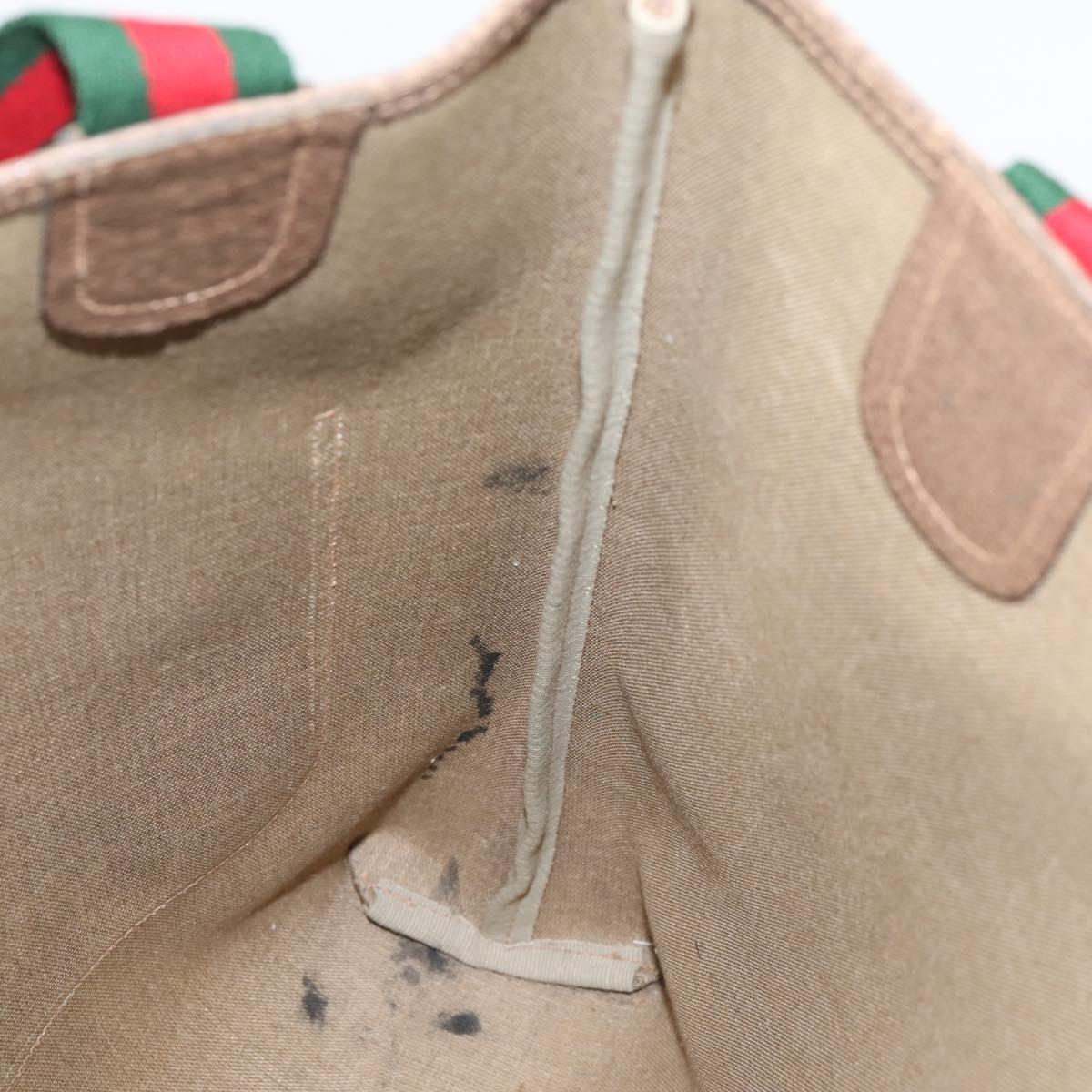 GUCCI GG Supreme Web Sherry Line Tote Bag PVC Beige Gold 39 02 003 Auth 203840