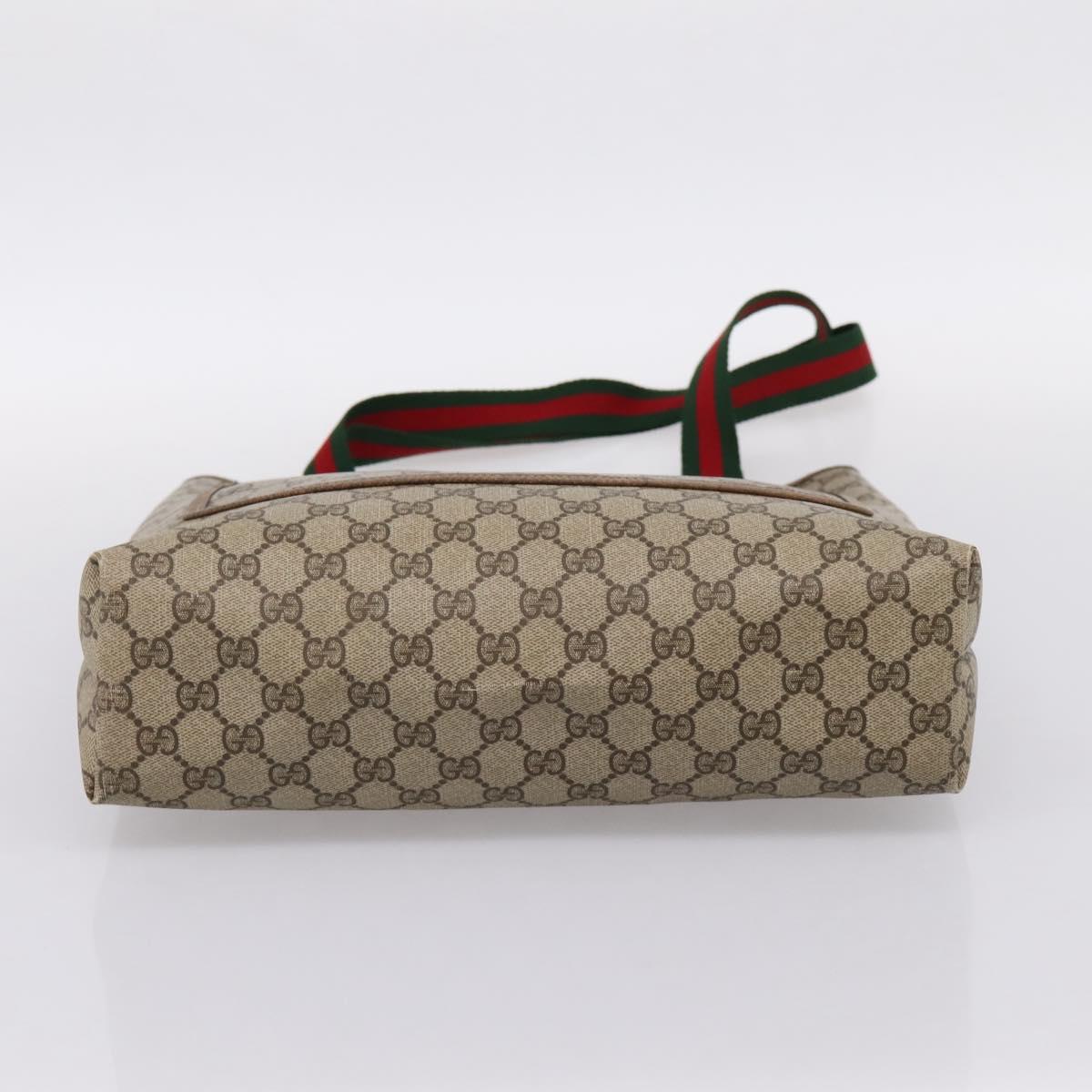 GUCCI GG Supreme Web Sherry Line Tote Bag PVC Beige Gold 39 02 003 Auth 203840