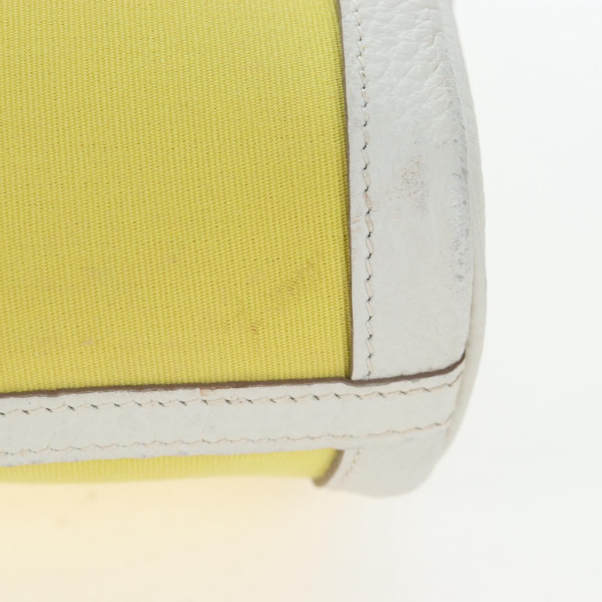 HERMES Garden File 28 Hand Bag Canvas 2way Yellow Silver Auth 203841SAV