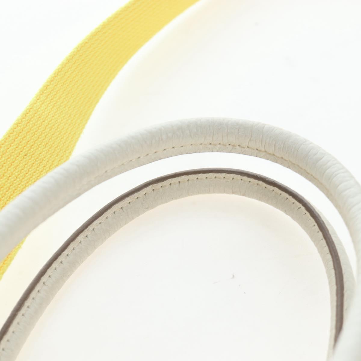 HERMES Garden File 28 Hand Bag Canvas 2way Yellow Silver Auth 203841SAV
