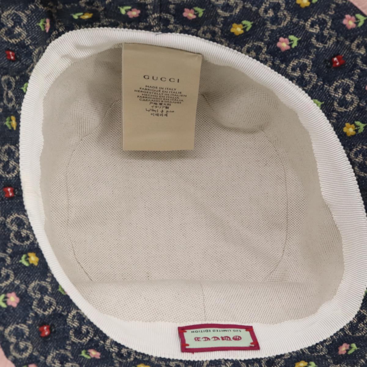 GUCCI GG Canvas Bucket Hat Denim M Blue Auth 203845M