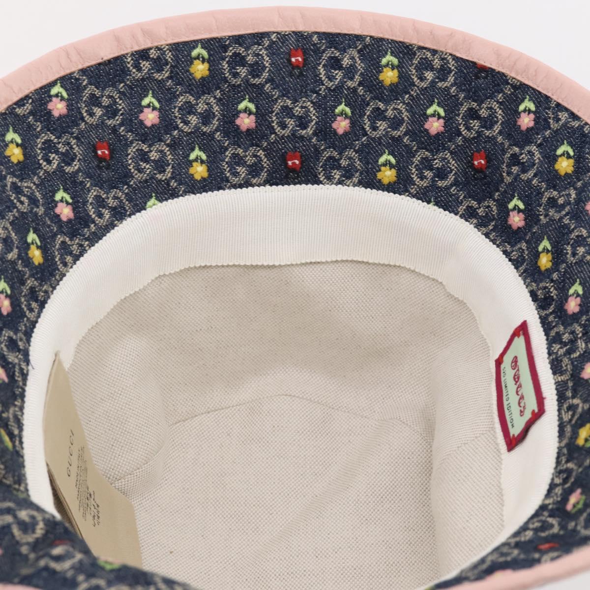 GUCCI GG Canvas Bucket Hat Denim M Blue Auth 203845M