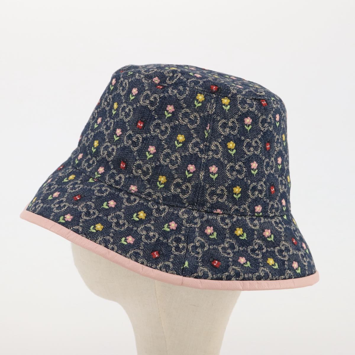 GUCCI GG Canvas Bucket Hat Denim M Blue Auth 203845M