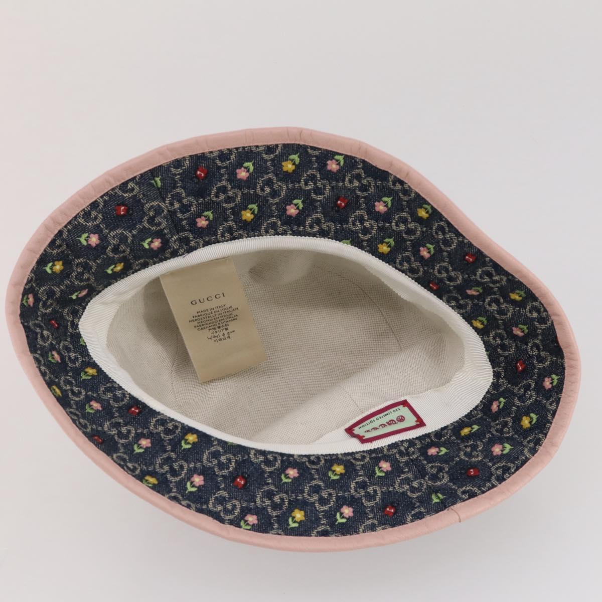 GUCCI GG Canvas Bucket Hat Denim M Blue Auth 203845M