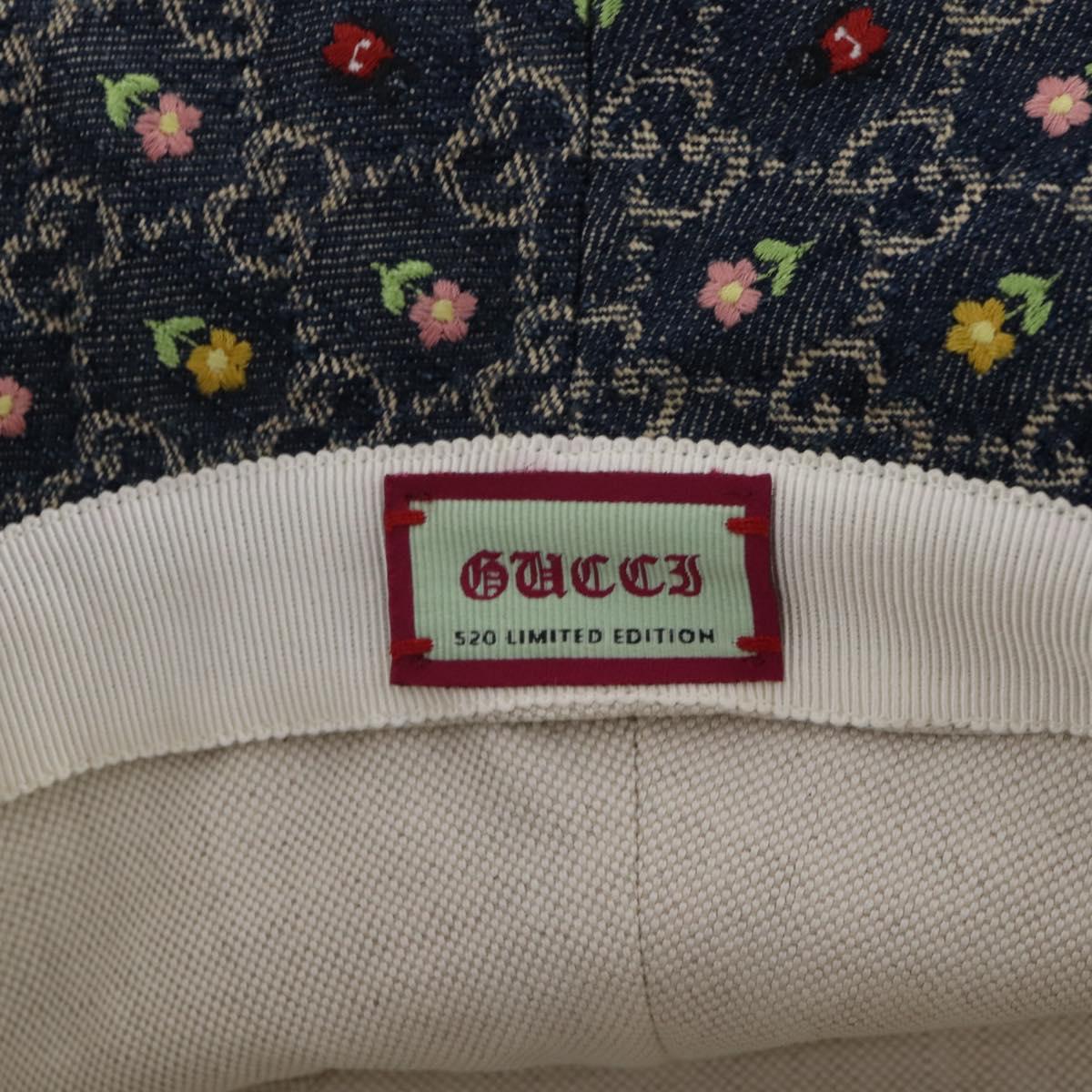 GUCCI GG Canvas Bucket Hat Denim M Blue Auth 203845M