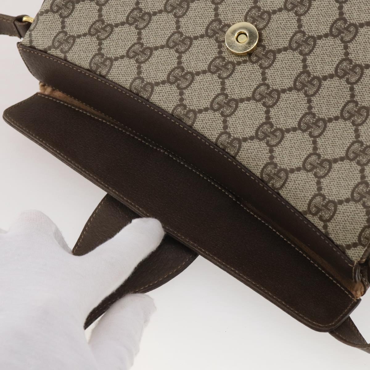 GUCCI GG Supreme Web Sherry Line Bag PVC Beige Gold 116 02 076 Auth 203846