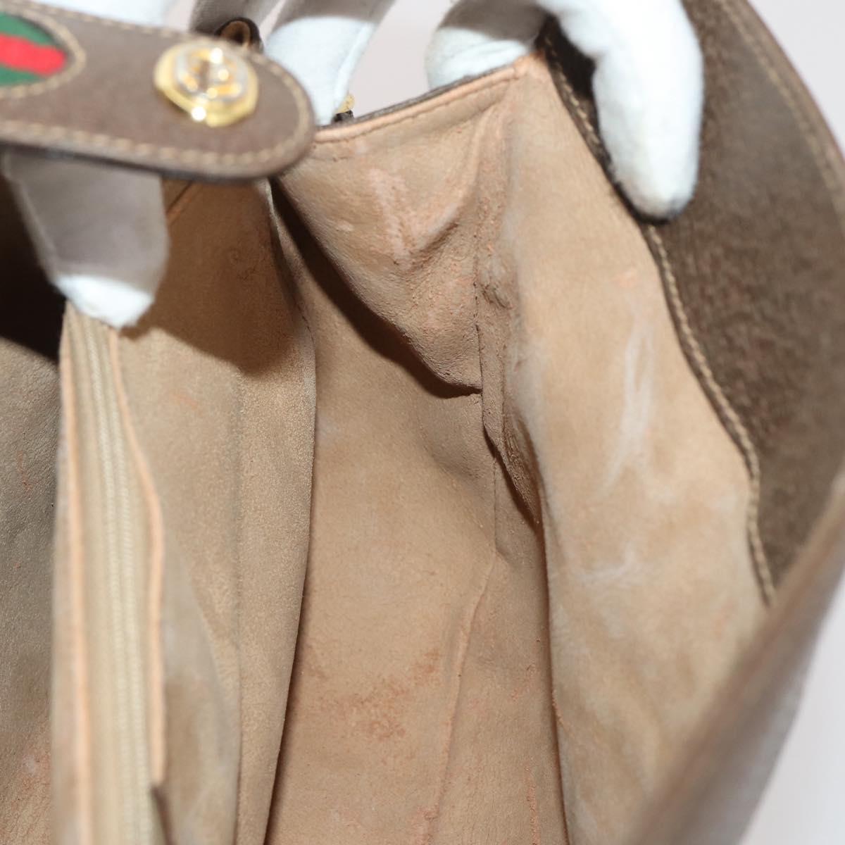 GUCCI GG Supreme Web Sherry Line Bag PVC Beige Gold 116 02 076 Auth 203846