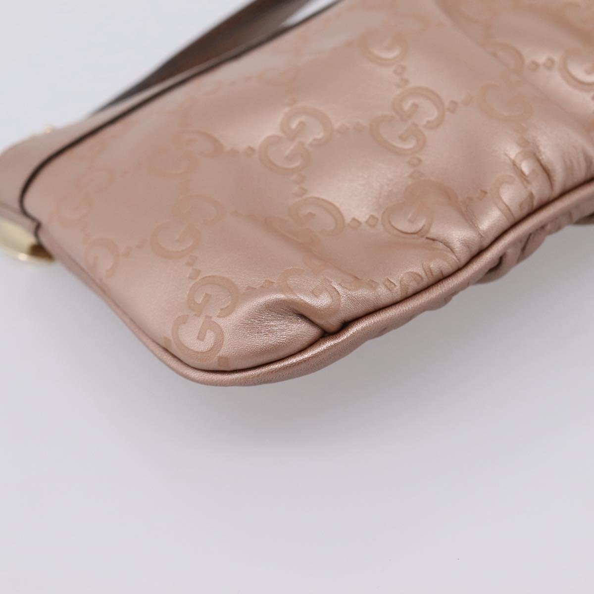 GUCCI GuccissimaGG Pouch Leather Pink Gold Tone 224073 Auth 203852A
