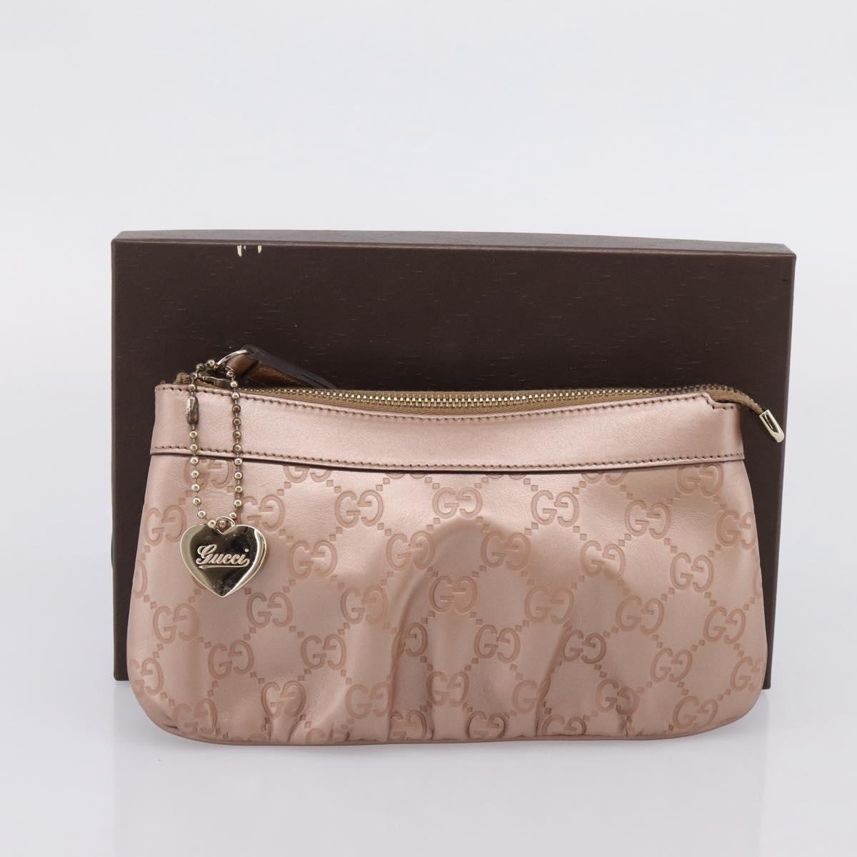 GUCCI GuccissimaGG Pouch Leather Pink Gold Tone 224073 Auth 203852A