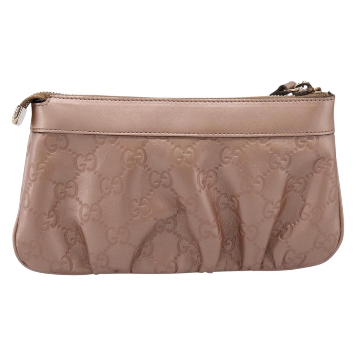 GUCCI GuccissimaGG Pouch Leather Pink Gold Tone 224073 Auth 203852A