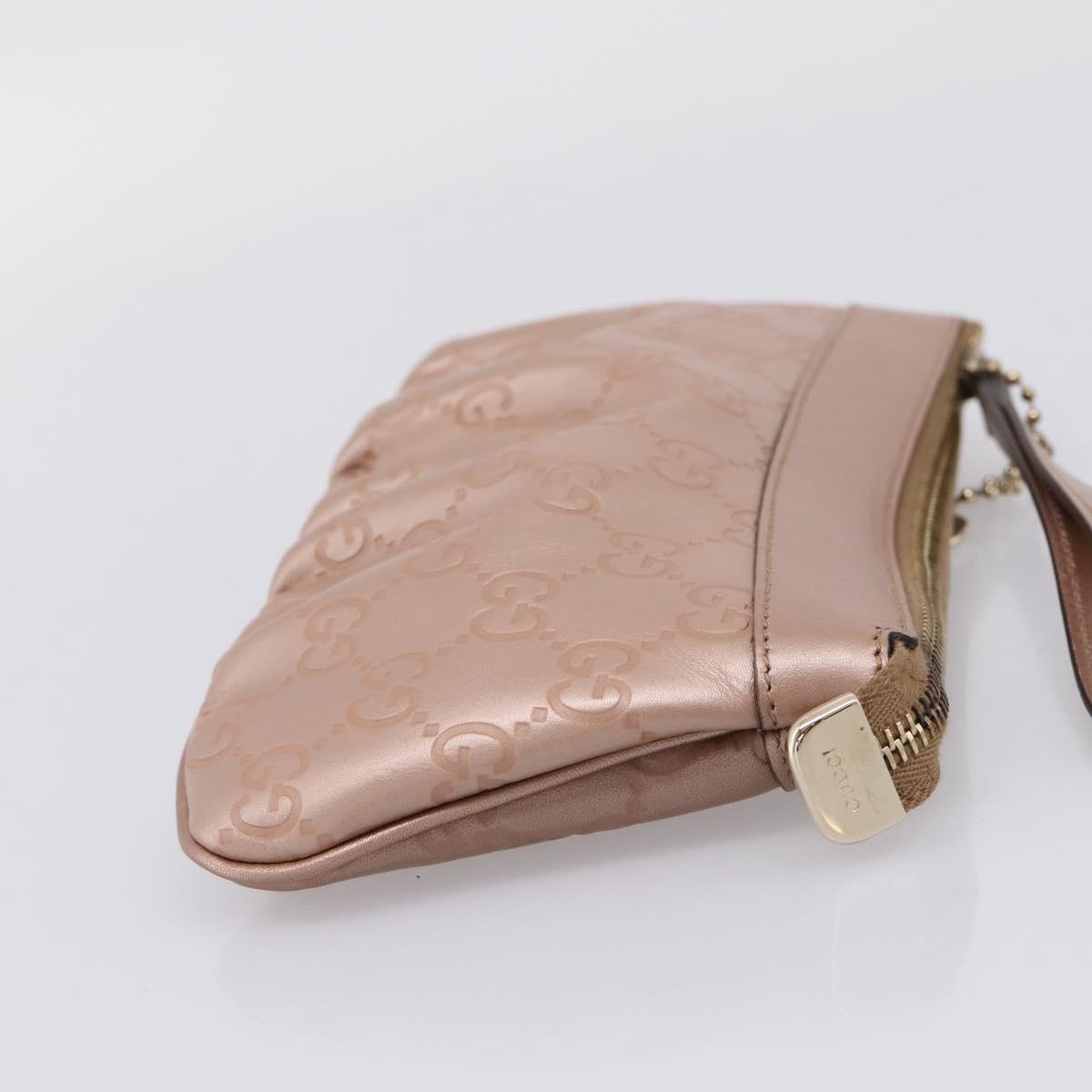 GUCCI GuccissimaGG Pouch Leather Pink Gold Tone 224073 Auth 203852A