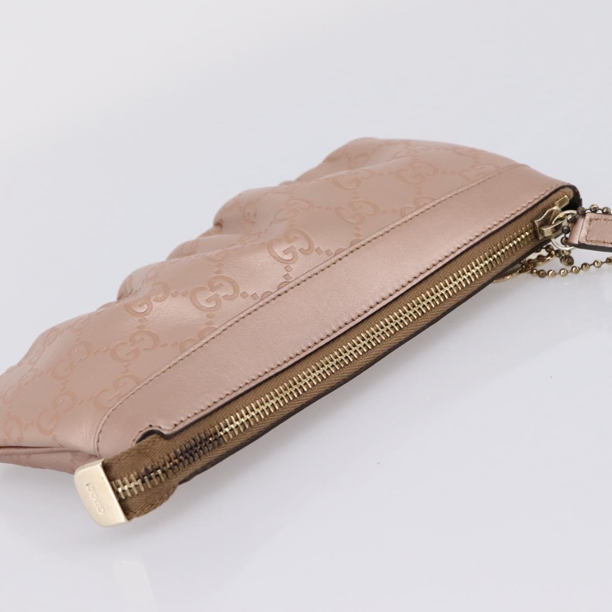 GUCCI GuccissimaGG Pouch Leather Pink Gold Tone 224073 Auth 203852A