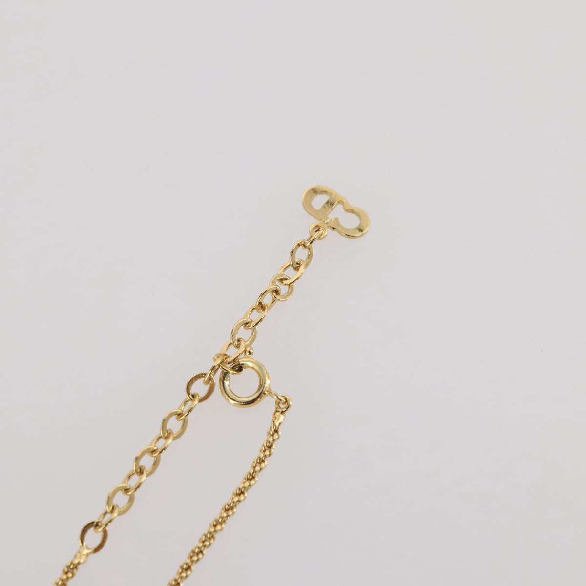 Christian Dior Rhinestone Necklace metal Gold Tone Auth 203860