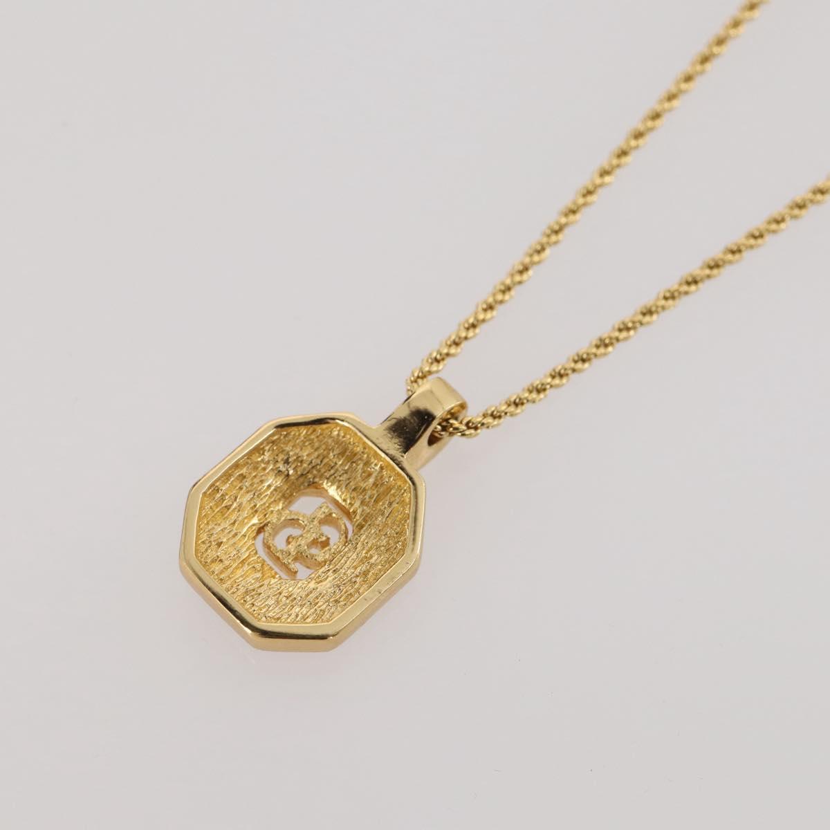Christian Dior Rhinestone Necklace metal Gold Tone Auth 203860