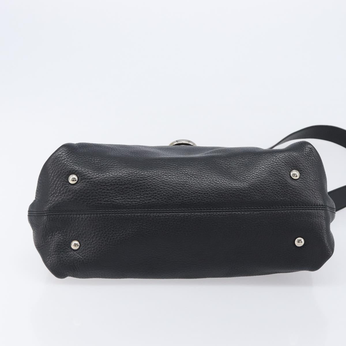 Salvatore Ferragamo Sofia Gancini Bag Leather 2way Black Silver Auth 203870V