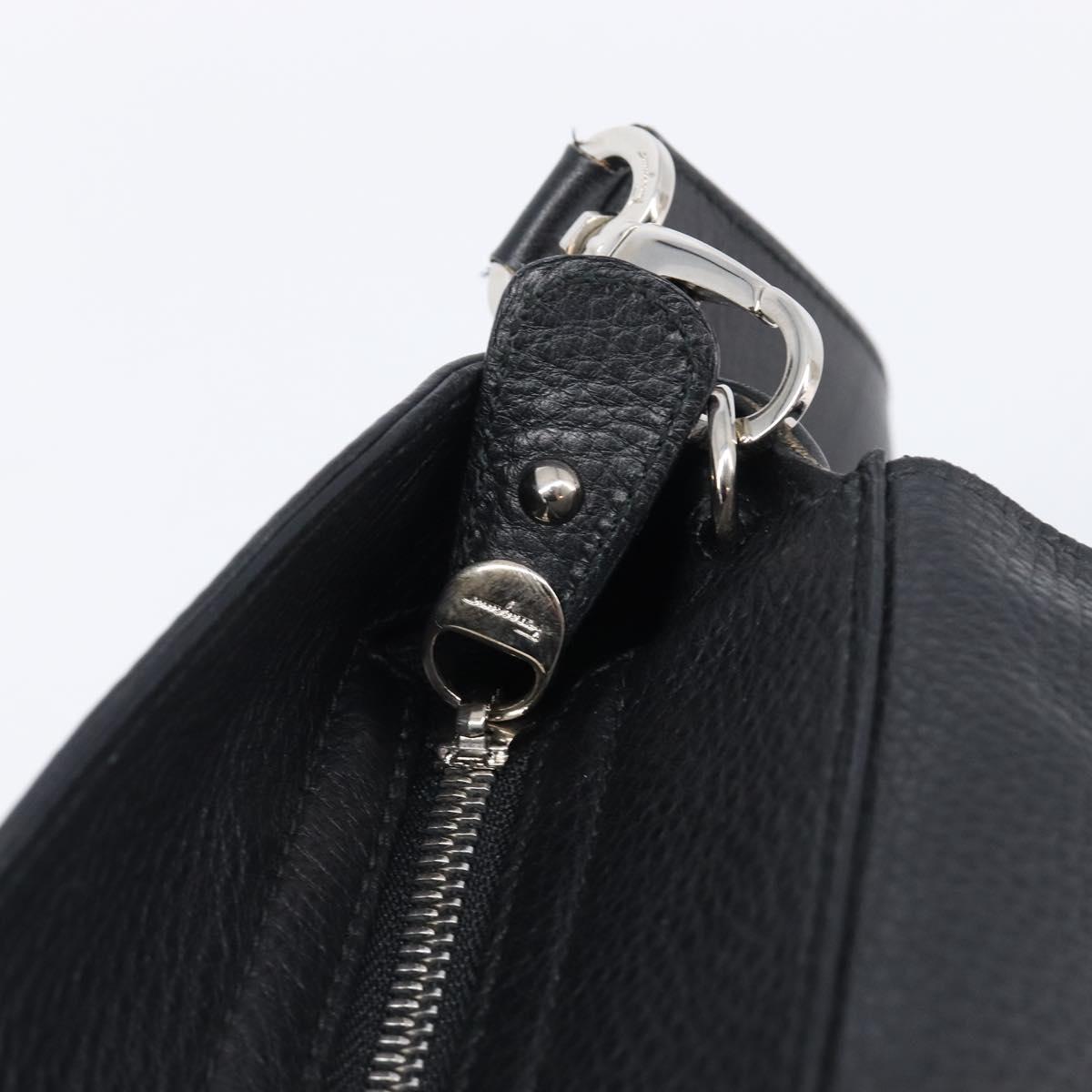 Salvatore Ferragamo Sofia Gancini Bag Leather 2way Black Silver Auth 203870V