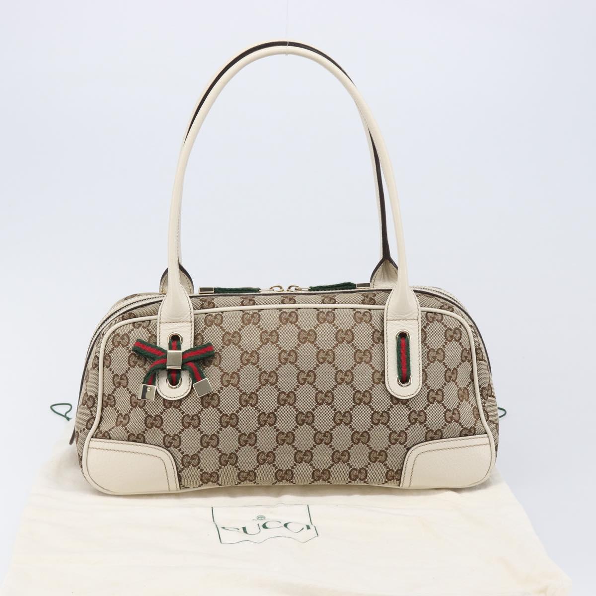 GUCCI GG Canvas Princi Hand Bag Leather Beige Gold 161720 Auth 203872SAV