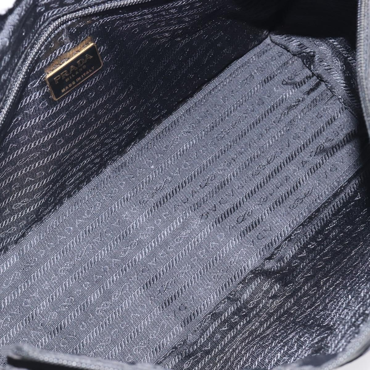 PRADA Metal Handle Hand Bag Nylon Black Gold Auth 203873