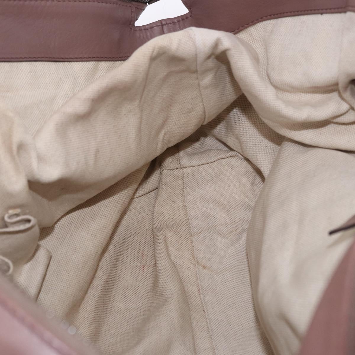 GUCCI Horsebit Hand Bag Leather Purple Gray gold Auth 203874V