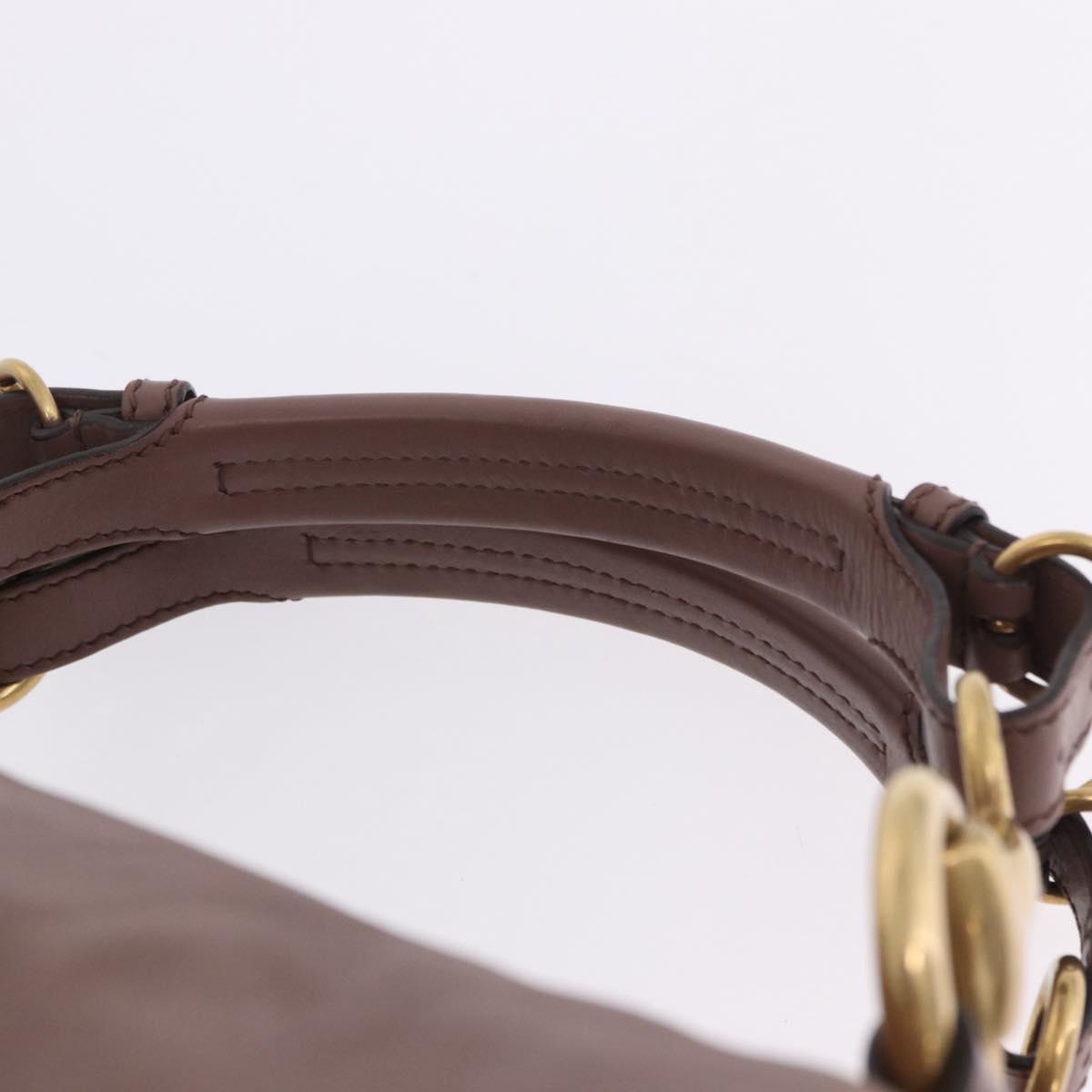 GUCCI Horsebit Hand Bag Leather Purple Gray gold Auth 203874V