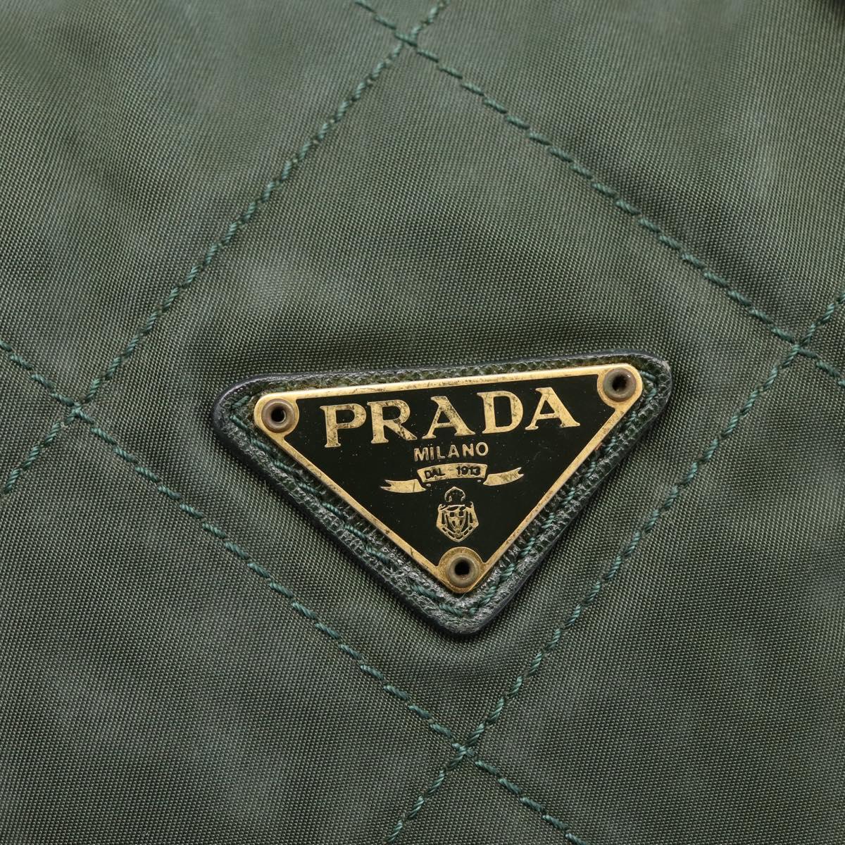 PRADA Chain Shoulder Bag Nylon Khaki Gold Auth 203875