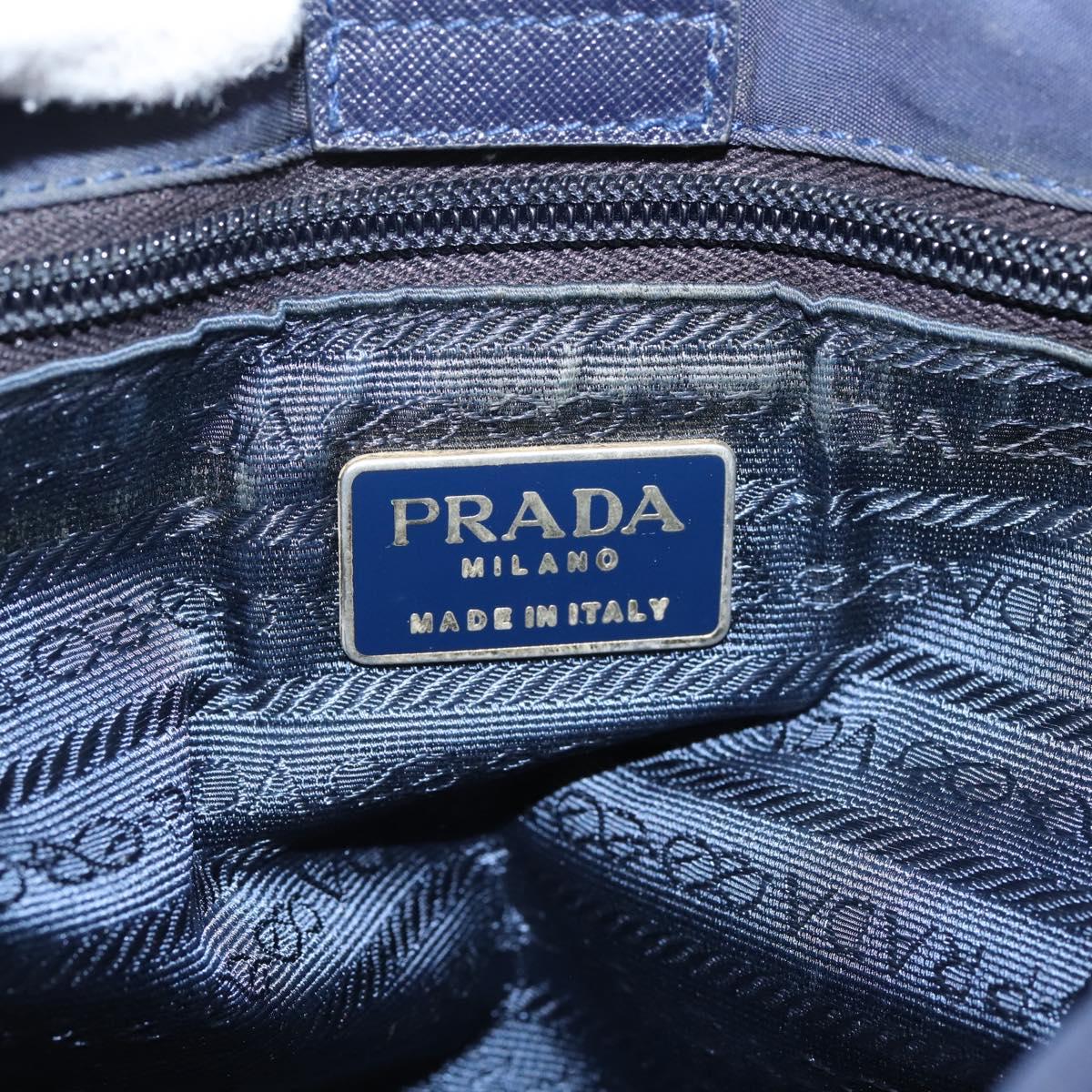 PRADA Chain Shoulder Bag Nylon Navy Gold Auth 203877