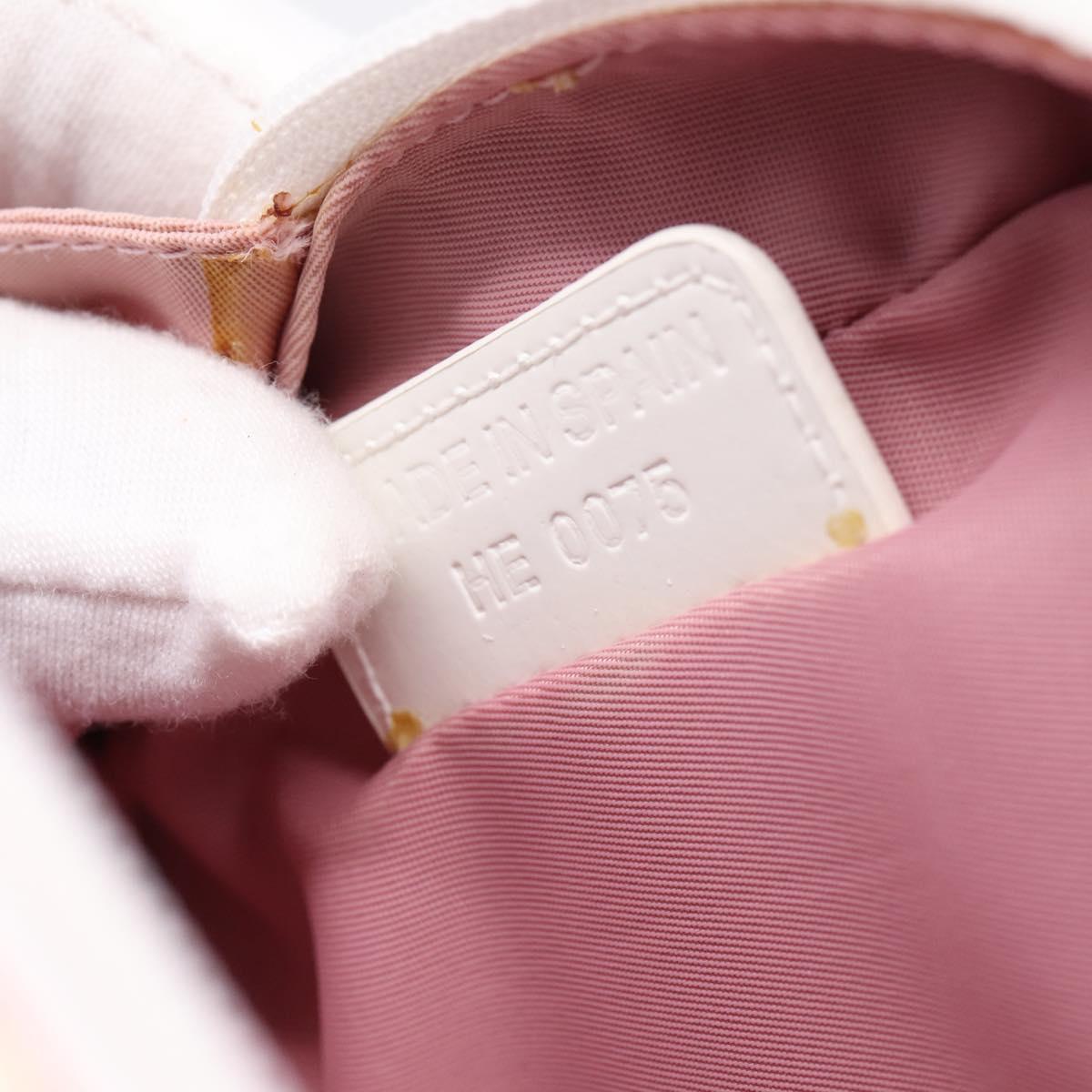 Christian Dior Trotter Canvas Pouch PVC Pink Silver Auth 203879