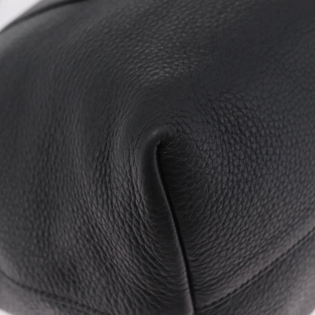 PRADA Tote Bag Vittero Dino Leather Black Gold Auth 203881V