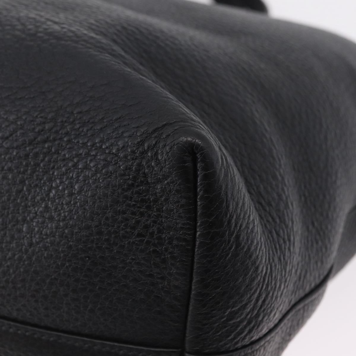 PRADA Tote Bag Vittero Dino Leather Black Gold Auth 203881V